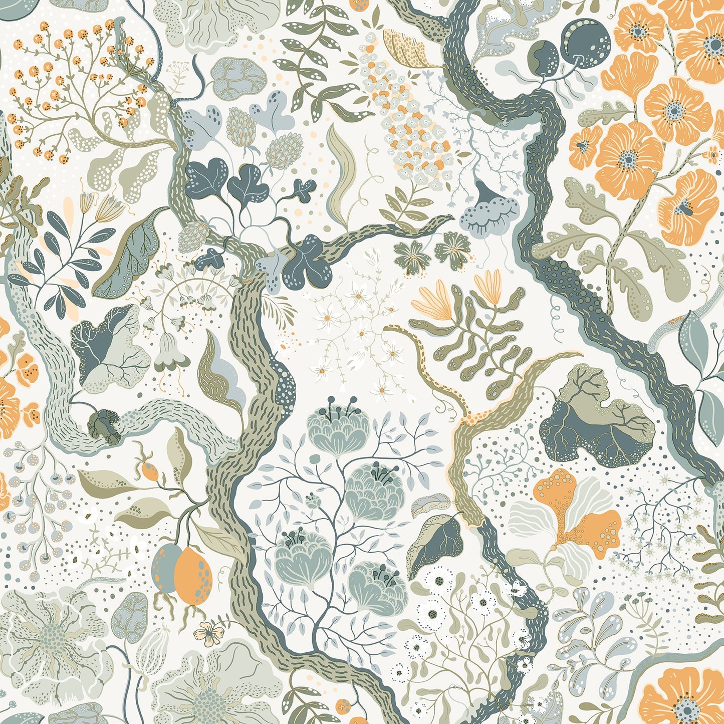 Purchase 2932-65103 Lina, Ann Turquoise Floral Vines  by A-Street Prints Wallpaper