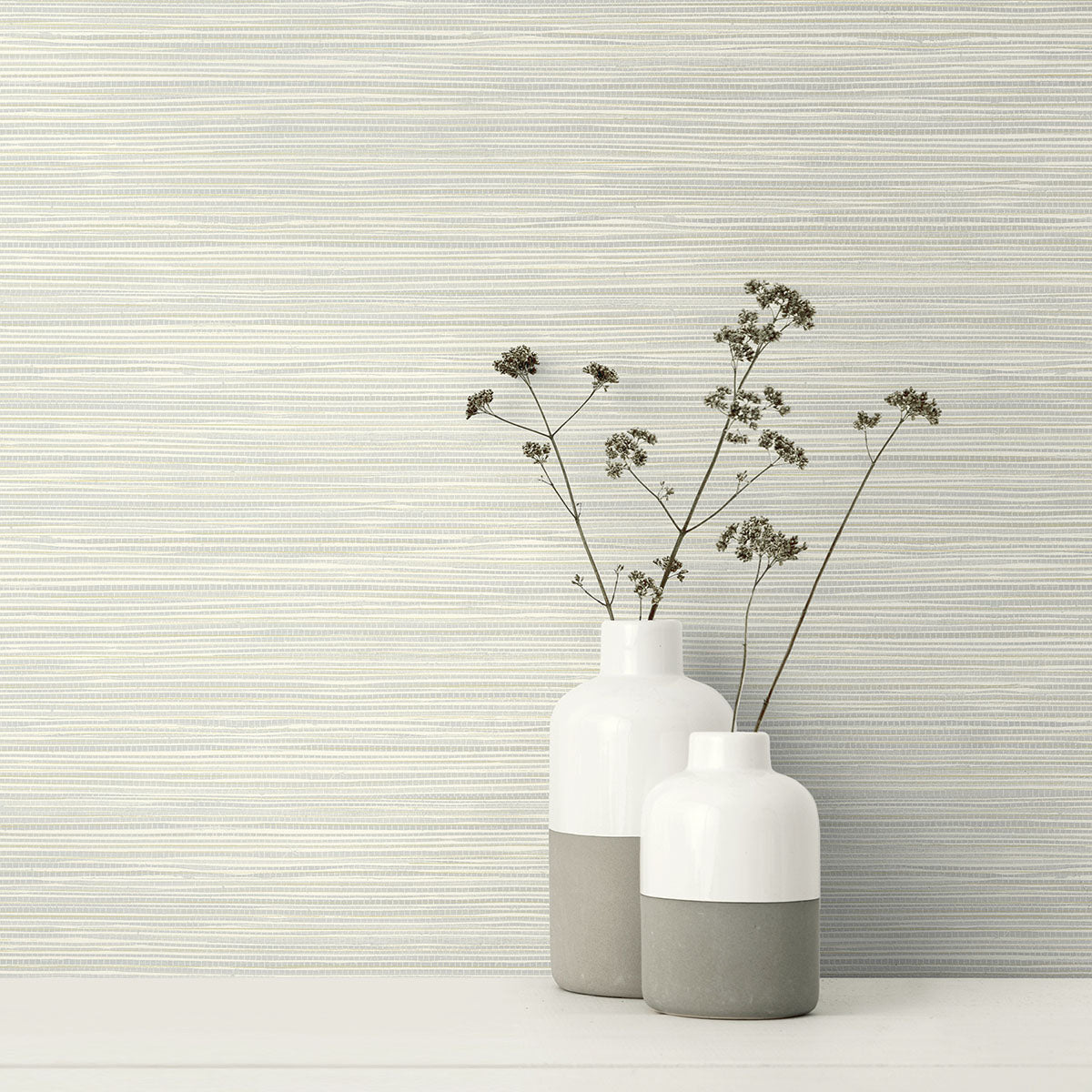 2984-40908 Warner XI Naturals & Grasscloths, Bondi Light Grey Grasscloth Texture Wallpaper Light Grey - Warner 3