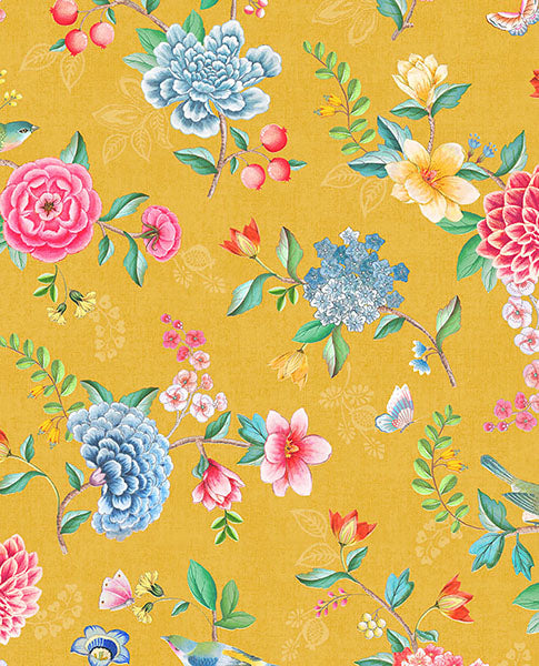 Purchase 300104 Pip Studio Vol. 5, Good Evening Yellow Floral Garden by Eijffinger Wallpaper