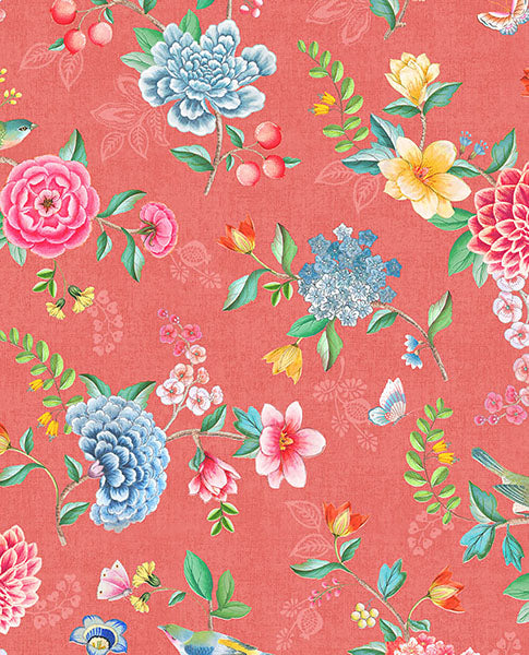 Purchase 300107 Pip Studio Vol. 5, Good Evening Red Floral Garden by Eijffinger Wallpaper