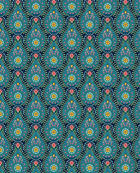 Purchase 300153 Pip Studio Vol. 5, Garden Party Dark Blue Raindrops by Eijffinger Wallpaper