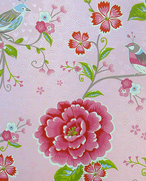 Purchase 300160 Pip Studio Vol. 5, Yuma Light Pink Birds in Paradise by Eijffinger Wallpaper
