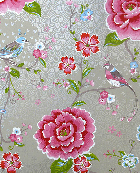 Purchase 300163 Pip Studio Vol. 5, Yuma Khaki Birds in Paradise by Eijffinger Wallpaper