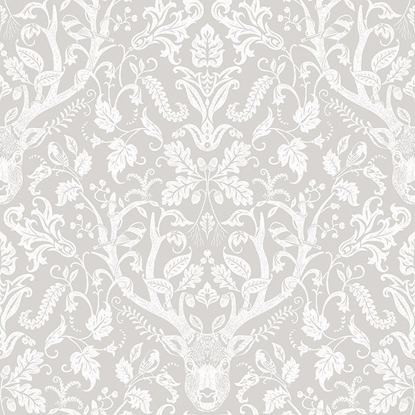 Purchase 3118-12701 Birch and Sparrow, Kiwassa Antler Damask by Chesapeake Wallpaper