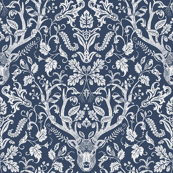 Purchase 3118-12703 Birch and Sparrow, Kiwassa Antler Damask by Chesapeake Wallpaper