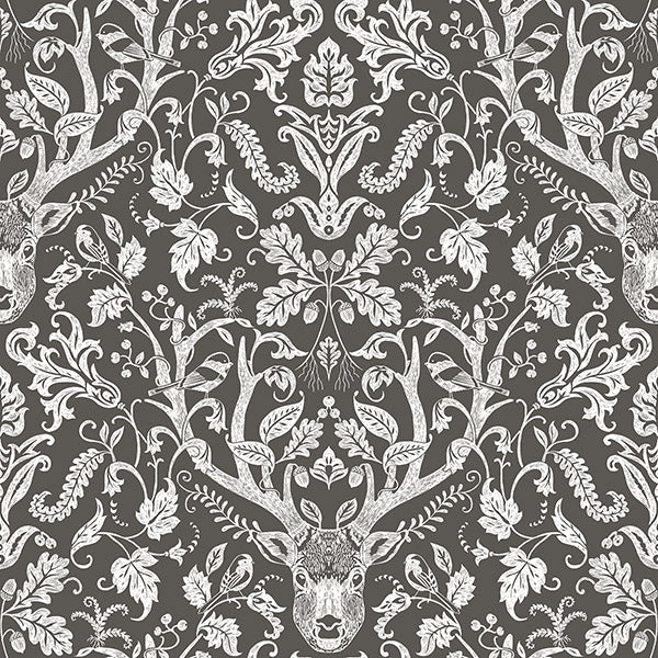 Purchase 3118-12704 Birch and Sparrow, Kiwassa Antler Damask by Chesapeake Wallpaper