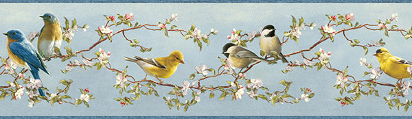 Purchase 3118-48511B Birch and Sparrow, Songbird Floral Trail by Chesapeake Wallpaper