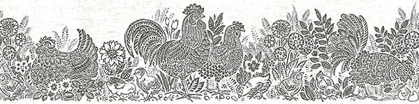 Purchase 3119-13552B Kindred, Parton Black Chicken Border by Chesapeake Wallpaper