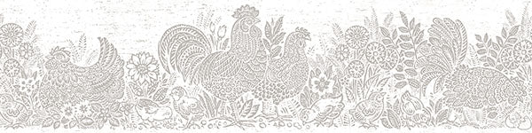 Purchase 3119-13554B Kindred, Parton Light Grey Chicken Border by Chesapeake Wallpaper