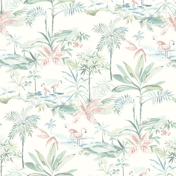 Purchase 3120-12075 Sanibel, Lagoon Teal Scenic Island by Chesapeake Wallpaper