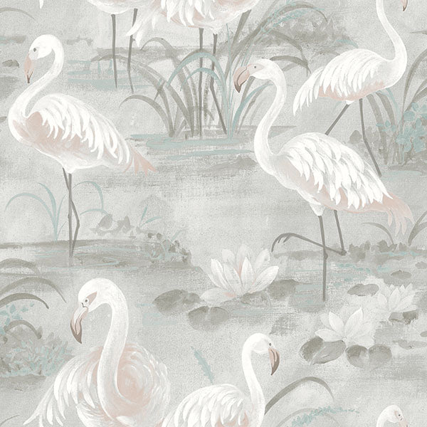 Purchase 3120-13603 Sanibel, Everglades Grey Flamingos by Chesapeake Wallpaper