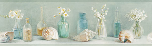 Purchase 3120-53603B Sanibel, Cahoon Teal Vases Border by Chesapeake Wallpaper