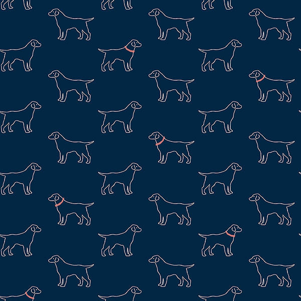 Purchase 3122-10402 Flora and Fauna Yoop Dark Blue Dog by Chesapeake Wallpaper