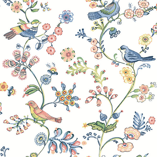 Purchase 3122-10801 Flora and Fauna Jinjur Multicolor Bird Trail by Chesapeake Wallpaper