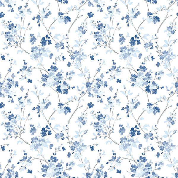 Purchase 3122-10902 Flora and Fauna Glinda Navy Floral Trail by Chesapeake Wallpaper
