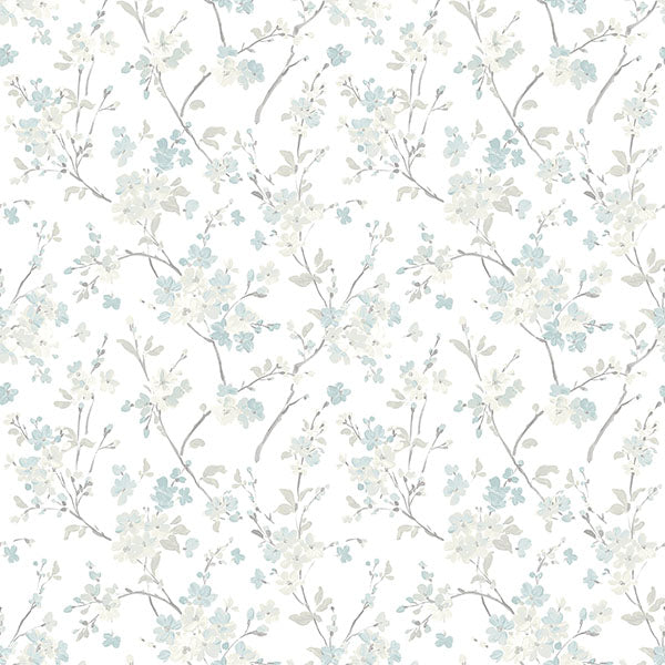 Purchase 3122-10910 Flora and Fauna Glinda Aqua Floral Trail by Chesapeake Wallpaper