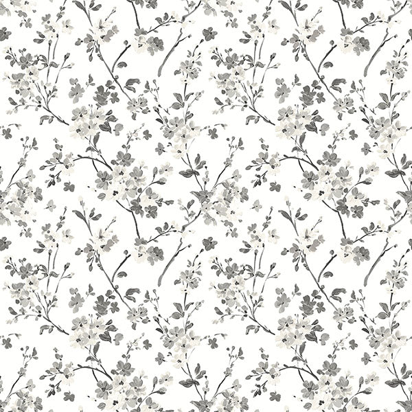Purchase 3122-10920 Flora and Fauna Glinda Black Floral Trail by Chesapeake Wallpaper