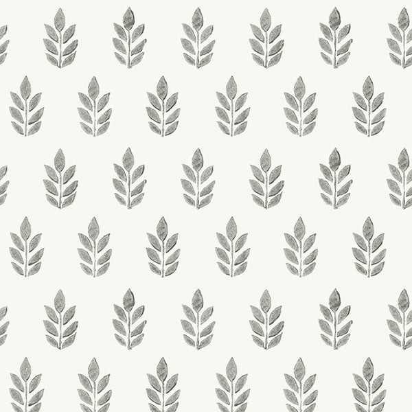 Purchase 3122-11300 Flora and Fauna Ervic Charcoal Leaf Block Print by Chesapeake Wallpaper