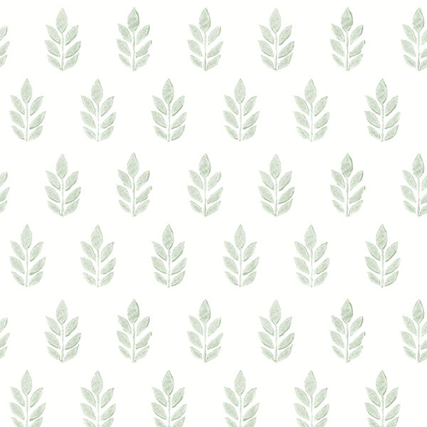 Purchase 3122-11304 Flora and Fauna Ervic Green Leaf Block Print by Chesapeake Wallpaper
