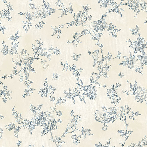 Purchase 3123-02192 Homestead, French Nightingale Blue Trail by Chesapeake Wallpaper