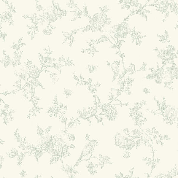 Purchase 3123-02194 Homestead, French Nightingale Seafoam Trail by Chesapeake Wallpaper