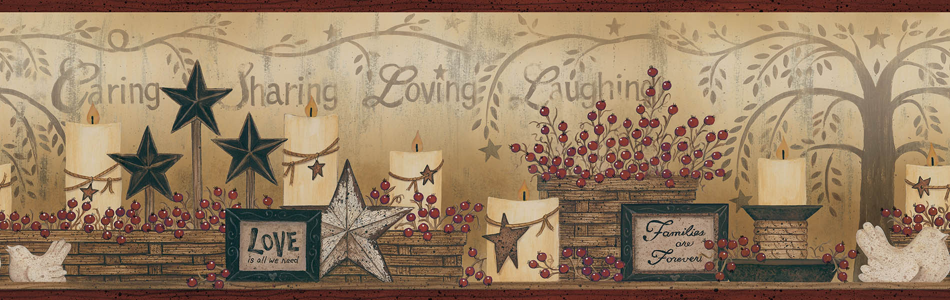 Purchase 3123-2281 Homestead, Caring Candles Red Country Border by Chesapeake Wallpaper
