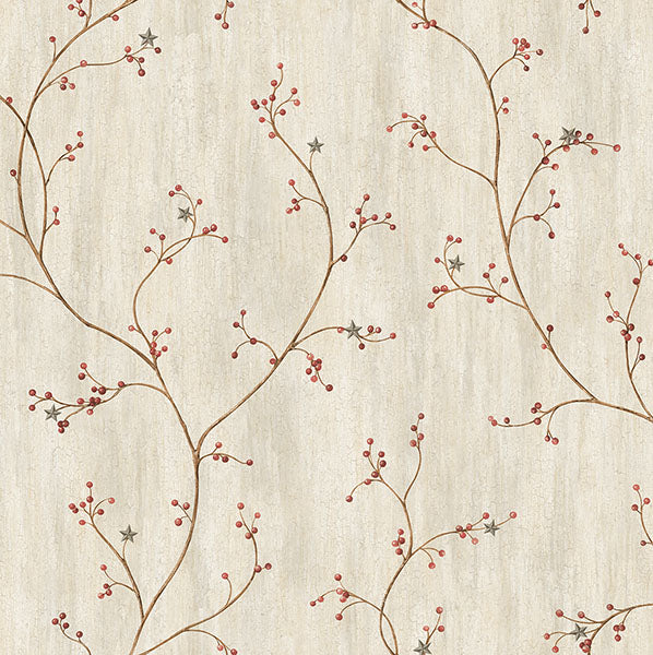 Purchase 3123-44031 Homestead, Justine Light Grey Berry Trail by Chesapeake Wallpaper