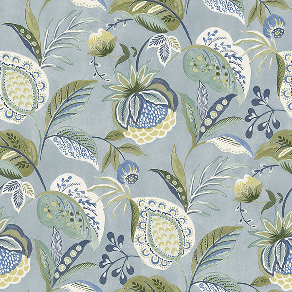 Purchase 3125-72300 Chesapeake Wallpaper, Bohemian Blue Jacobean - Kinfolk