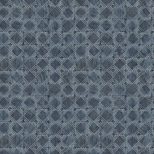 Purchase 3125-72306 Chesapeake Wallpaper, Button Block Navy Geometric - Kinfolk