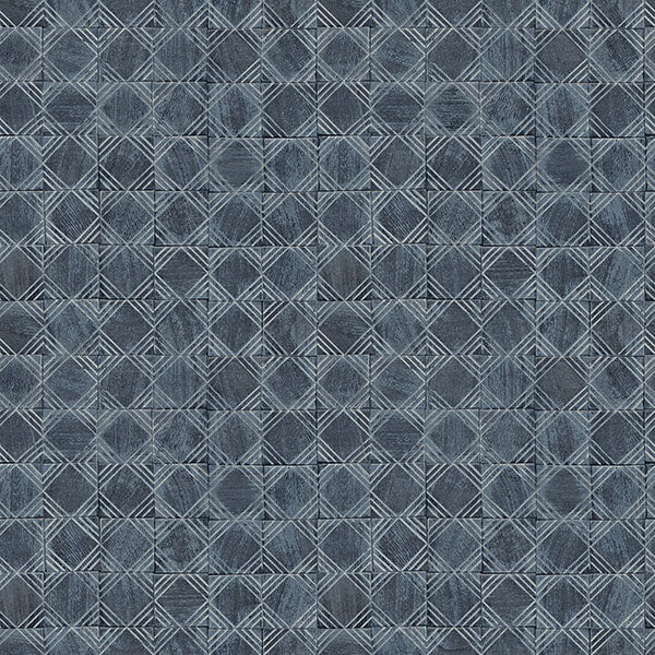 Purchase 3125-72306 Chesapeake Wallpaper, Button Block Navy Geometric - Kinfolk