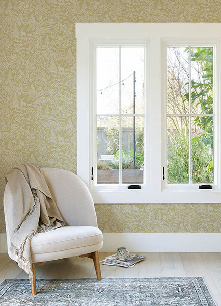 Purchase 3125-72322 Chesapeake Wallpaper, Alrick Mustard Forest Venture - Kinfolk1