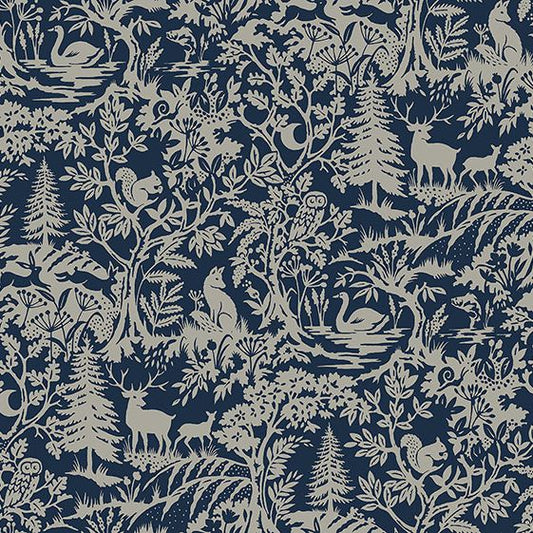 Purchase 3125-72324 Chesapeake Wallpaper, Alrick Navy Forest Venture - Kinfolk