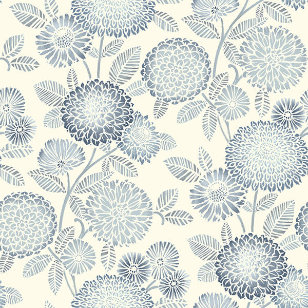 Purchase 3125-72328 Chesapeake Wallpaper, Zalipie Blue Floral Trail - Kinfolk