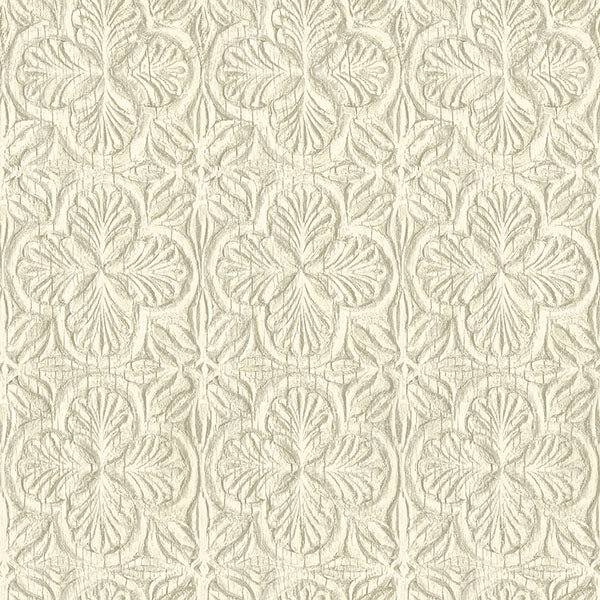 Purchase 3125-72333 Chesapeake Wallpaper, Karachi Cream Wooden Damask - Kinfolk