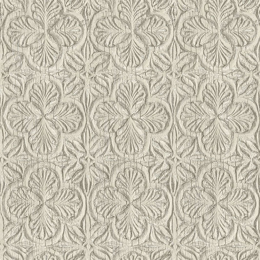 Purchase 3125-72336 Chesapeake Wallpaper, Karachi Taupe Wooden Damask - Kinfolk
