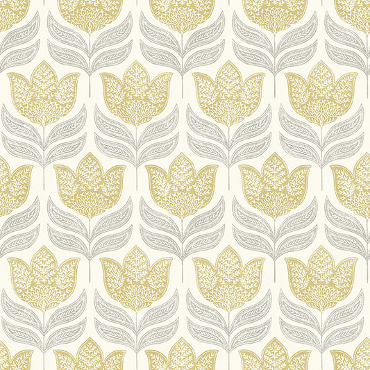 Purchase 3125-72342 Chesapeake Wallpaper, Cathal Mustard Tulip Block Print - Kinfolk