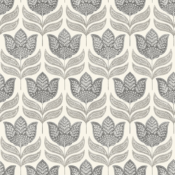 Purchase 3125-72343 Chesapeake Wallpaper, Cathal Charcoal Tulip Block Print - Kinfolk