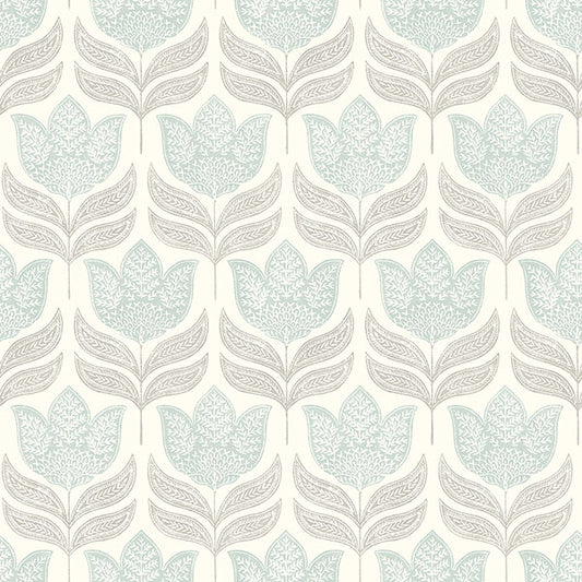 Purchase 3125-72344 Chesapeake Wallpaper, Cathal Aqua Tulip Block Print - Kinfolk