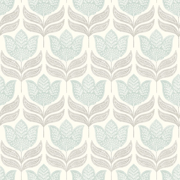 Purchase 3125-72344 Chesapeake Wallpaper, Cathal Aqua Tulip Block Print - Kinfolk