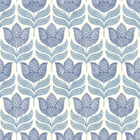 Purchase 3125-72345 Chesapeake Wallpaper, Cathal Blue Tulip Block Print - Kinfolk