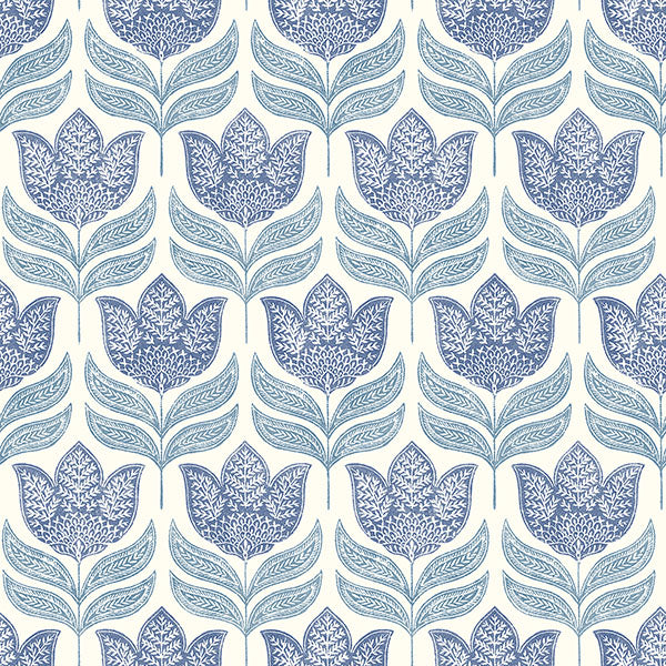 Purchase 3125-72345 Chesapeake Wallpaper, Cathal Blue Tulip Block Print - Kinfolk