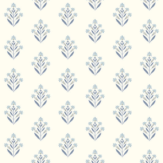 Purchase 3125-72347 Chesapeake Wallpaper, Kova Blue Floral Crest - Kinfolk