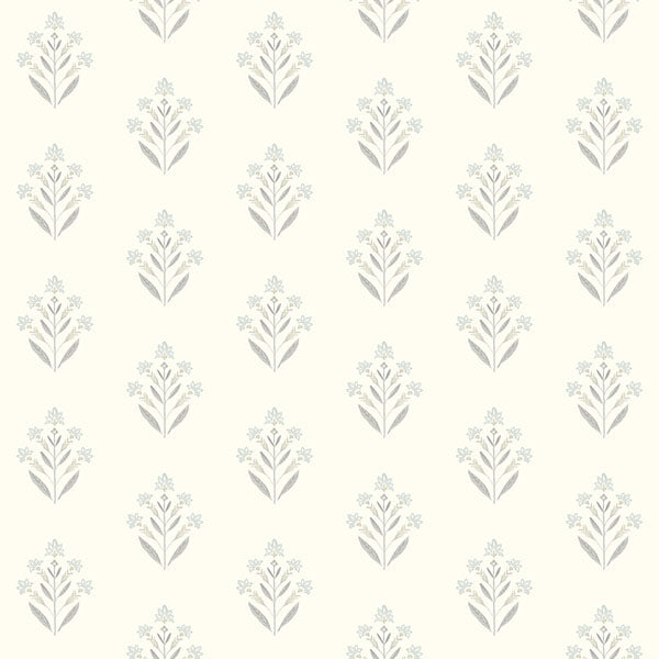 Purchase 3125-72350 Chesapeake Wallpaper, Kova Light Blue Floral Crest - Kinfolk