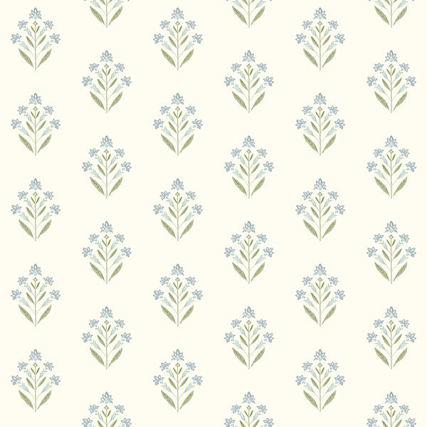 Purchase 3125-72351 Chesapeake Wallpaper, Kova Aquamarine Floral Crest - Kinfolk