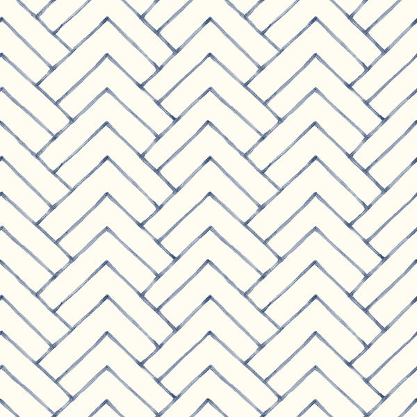 Purchase 3125-72363 Chesapeake Wallpaper, Oswin Navy Tiered Herringbone - Kinfolk