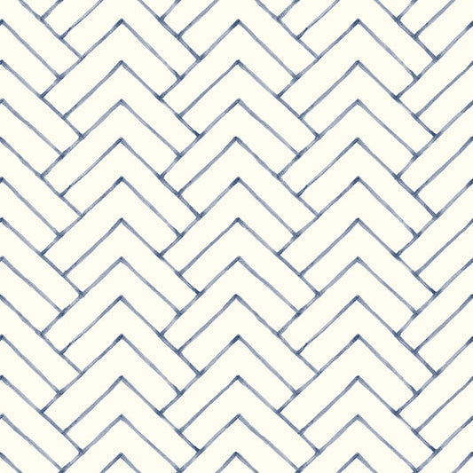Purchase 3125-72363 Chesapeake Wallpaper, Oswin Navy Tiered Herringbone - Kinfolk