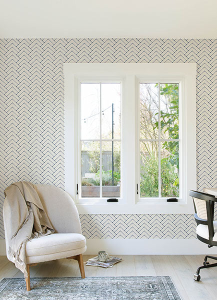 Purchase 3125-72363 Chesapeake Wallpaper, Oswin Navy Tiered Herringbone - Kinfolk12