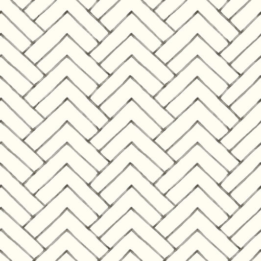 Purchase 3125-72366 Chesapeake Wallpaper, Oswin Black Tiered Herringbone - Kinfolk