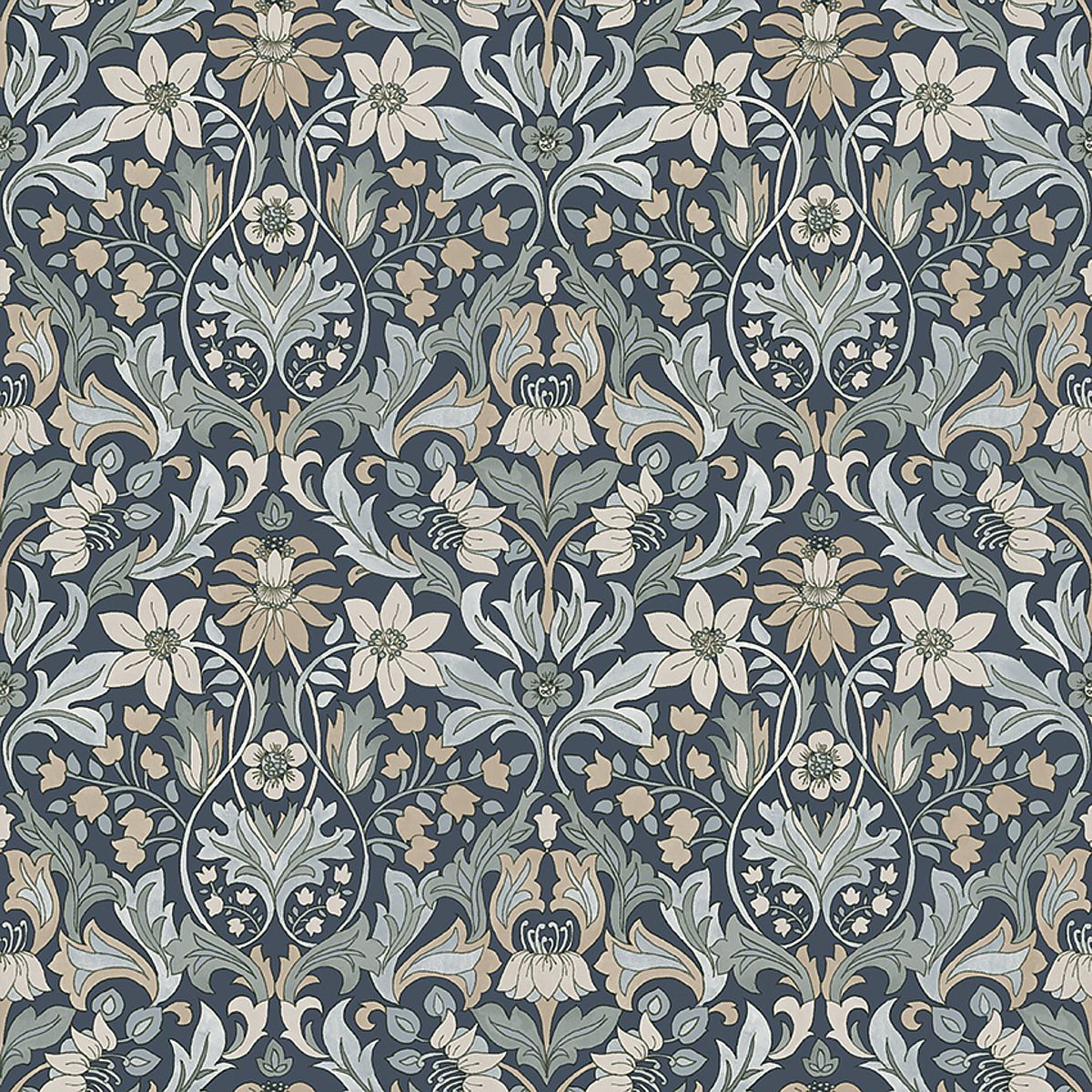 Purchase 3292 | Blomsterfrojd, Indigo - Borastapeter Wallpaper