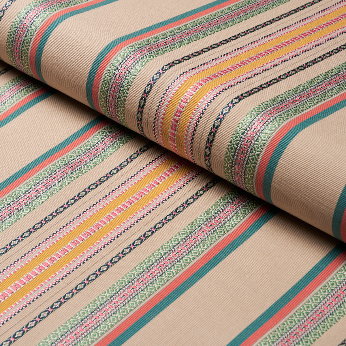 Purchase 3322026 | Wellington Stripe, Natural On Multi - Schumacher Fabric